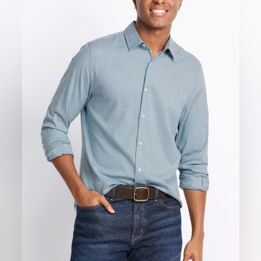 JULIAN & MARK Soft Touch Stretch Crosshatch Long Sleeve Shirt - S
